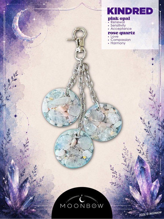 Hand Crafted Handbags - Moonbow KINDRED Charm - Pink Opal, Rose Quartz